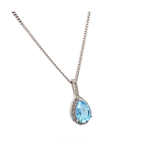 Aquamarine and diamond pendant necklace 18k white gold - Image 6