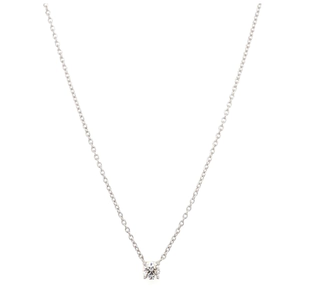 Diamond solitaire pendant necklace 18k white gold