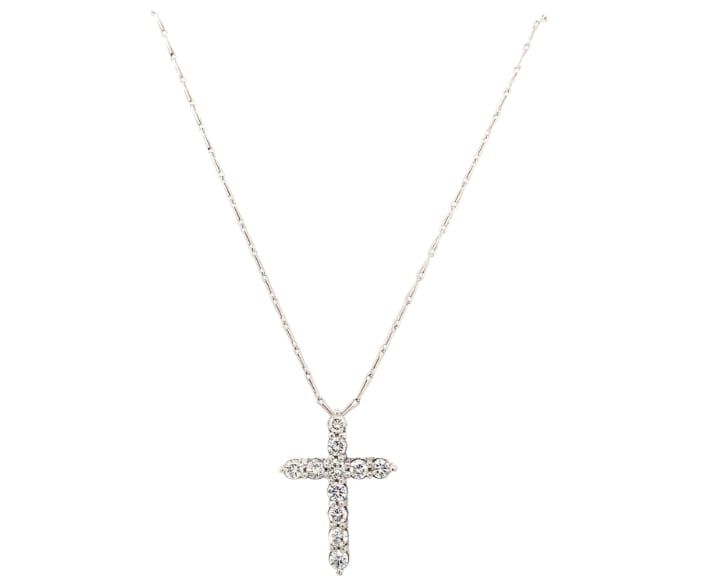 diamond cross necklace 18k white gold