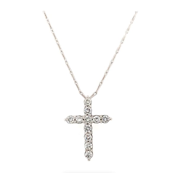 Diamond cross pendant necklace 18k white gold - Image 4