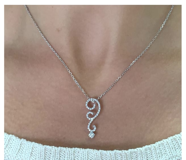 Diamond pendant necklace 18k white gold - Image 2