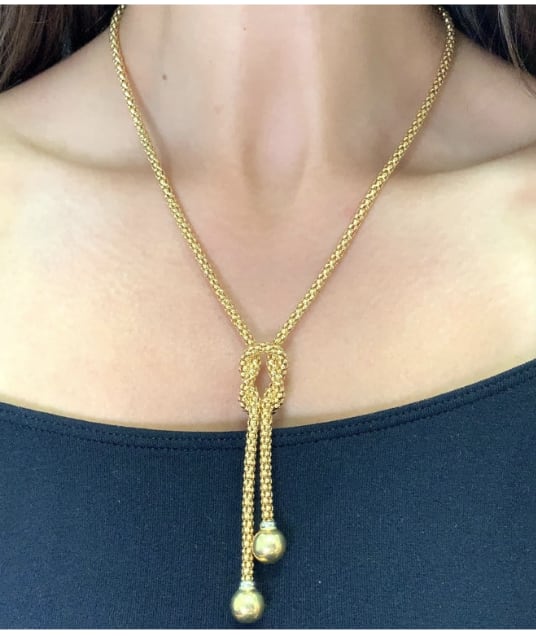 Vintage drop pendant necklace 18k yellow gold - Image 2
