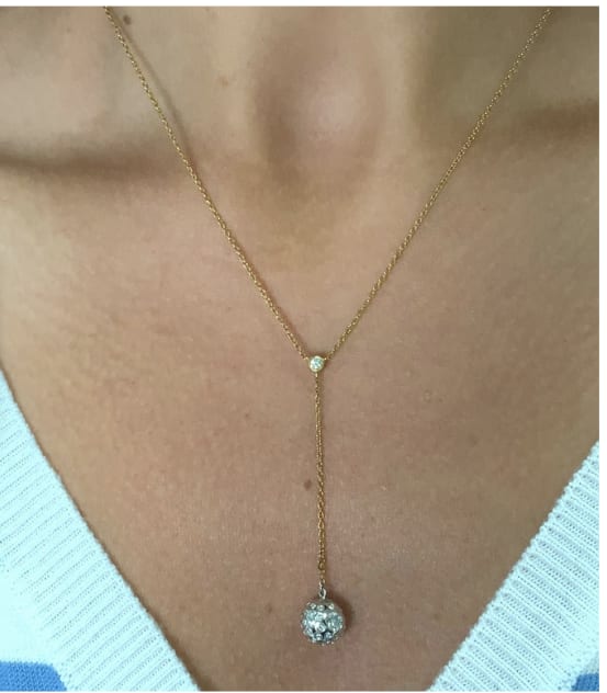 Diamond drop pendant necklace 18k yellow gold - Image 2