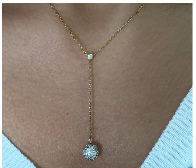 Diamond drop pendant necklace 18k yellow gold - Image 4