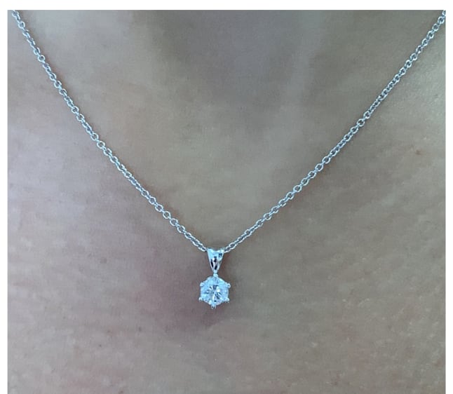 Diamond solitaire pendant necklace 18k white gold - Image 4
