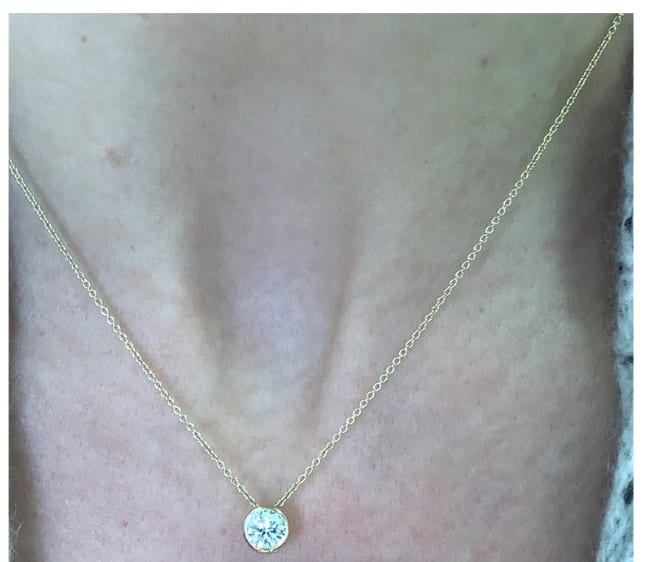 Diamond bezel pendant necklace 18k yellow gold - Image 2