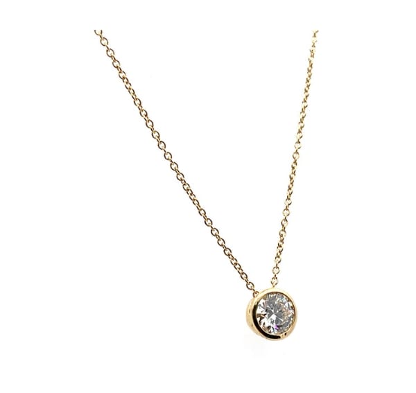 Diamond bezel pendant necklace 18k yellow gold - Image 4