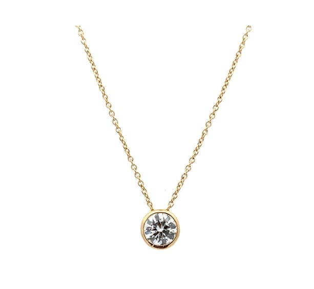 Diamond bezel pendant necklace 18k yellow gold - Image 5