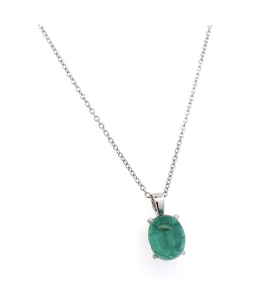 Green emerald pendant necklace 18k white gold - Image 4