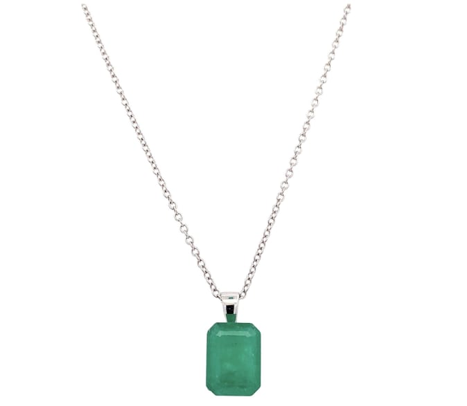 Colombian emerald necklace 18k white gold