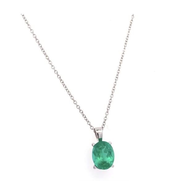 Green emerald pendant necklace 18k white gold - Image 5