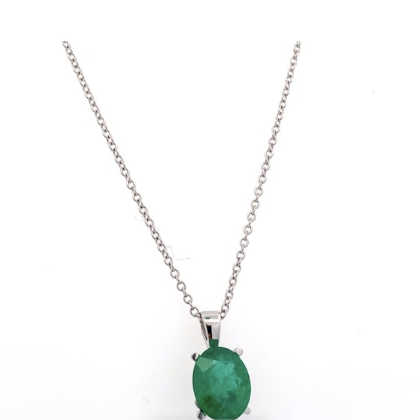 Green emerald pendant necklace 18k white gold - Image 4