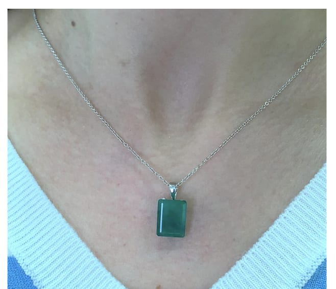 Green emerald pendant necklace 18k white gold - Image 2