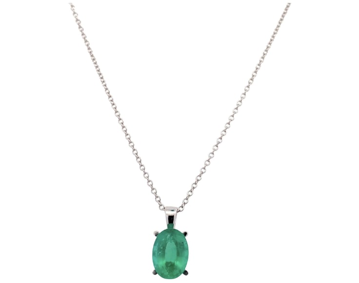colombian emerald oval necklace 18k gold