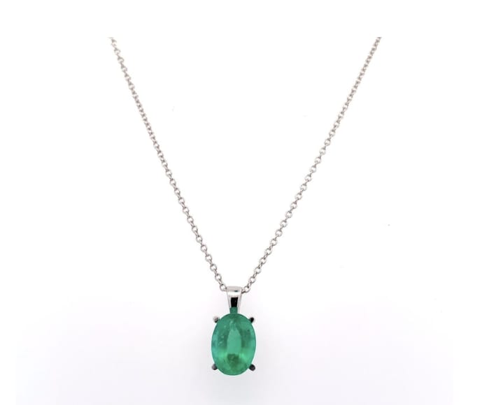 Green emerald pendant necklace 18k white gold - Image 4
