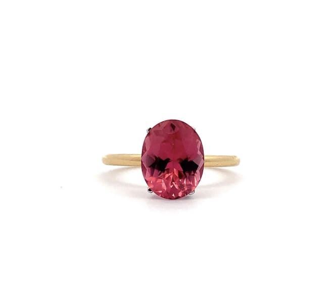 Pink tourmaline engagement ring 18k white gold