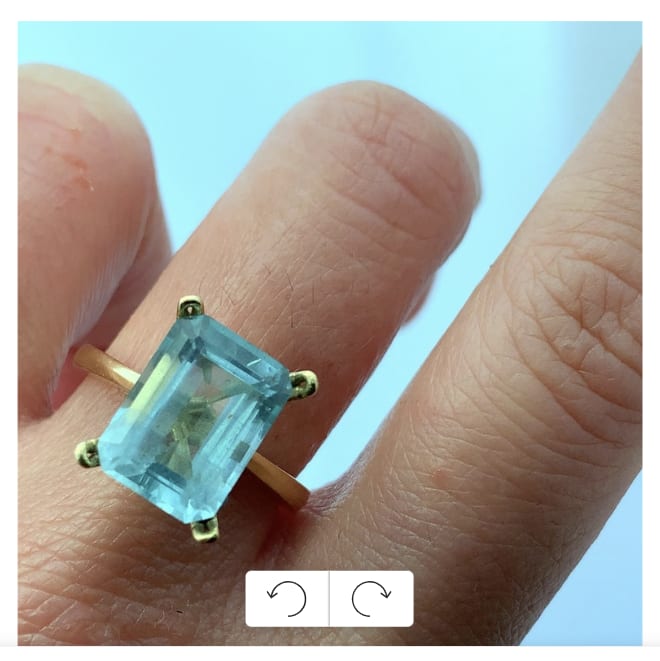 Aquamarine emerald engagement ring 18k yellow gold - Image 2