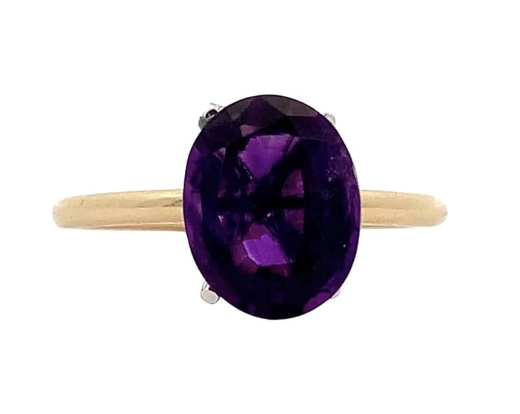 Purple amethyst engagement fashion ring 18k white gold