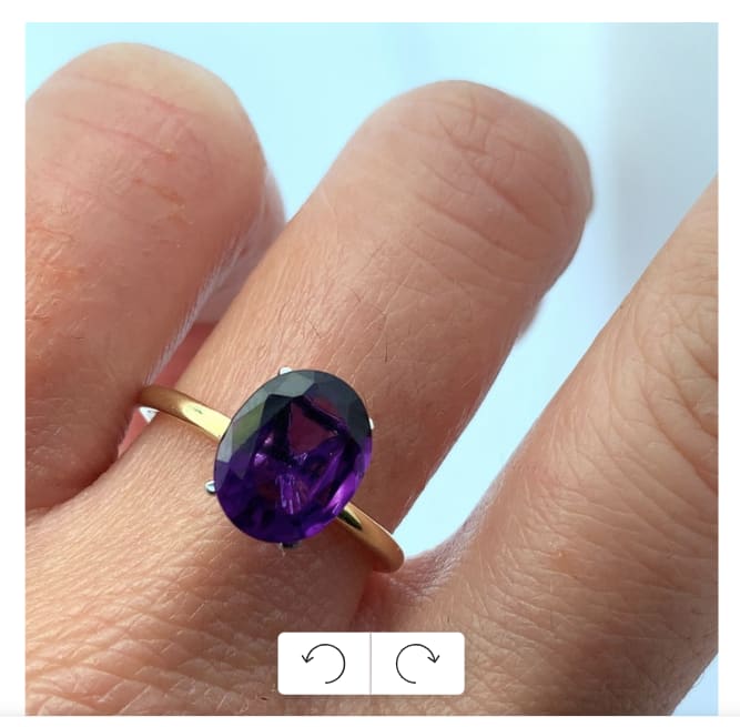Purple amethyst engagement ring 18k yellow gold - Image 2