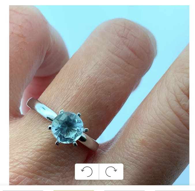 Aquamarine solitaire engagement ring 18k white gold - Image 2
