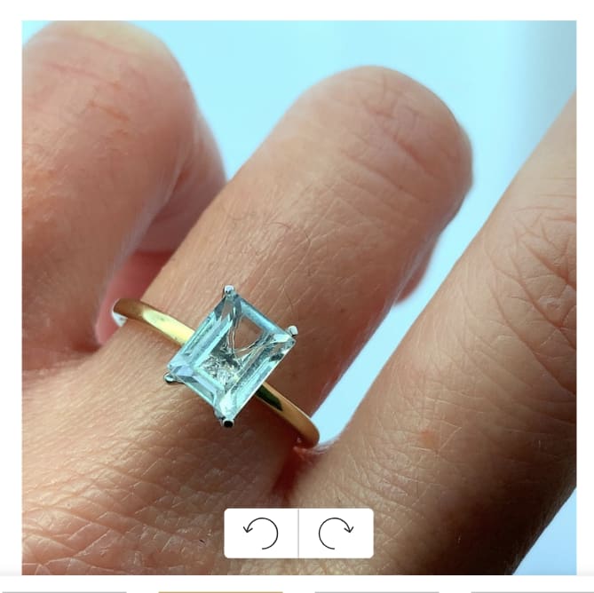 Aquamarine emerald engagement ring 18k yellow gold - Image 2
