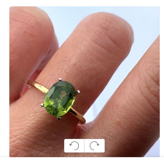 Peridot green engagement ring 18k yellow gold - Image 2