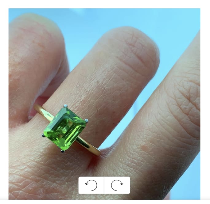 Peridot emerald engagement ring 18k white gold - Image 2