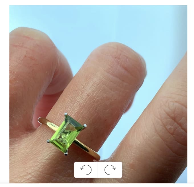 Peridot emerald engagement ring 18k white gold - Image 2