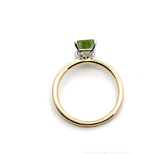 Peridot emerald engagement ring 18k white gold - Image 4