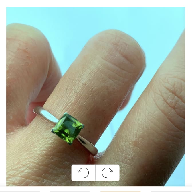 Peridot cushion engagement ring 18k white gold - Image 2