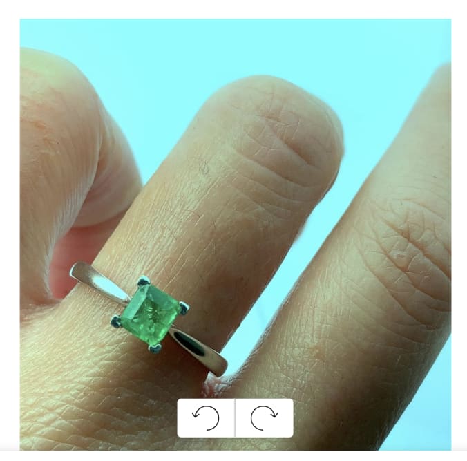 Green emerald engagement ring 18k white gold - Image 2