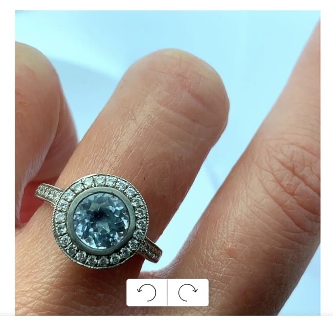 Aquamarine and diamond engagement ring 18k white gold - Image 2