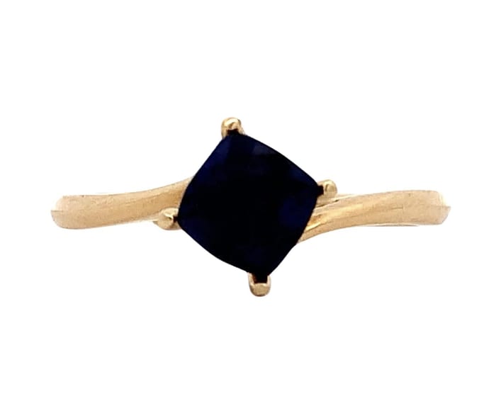 blue navy sapphire engagement ring 18k yellow gold