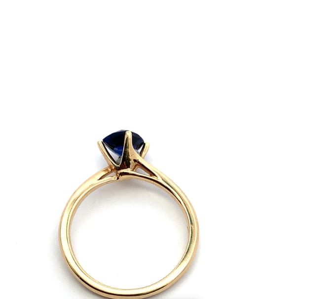 Sapphire blue engagement ring 18k yellow gold - Image 5
