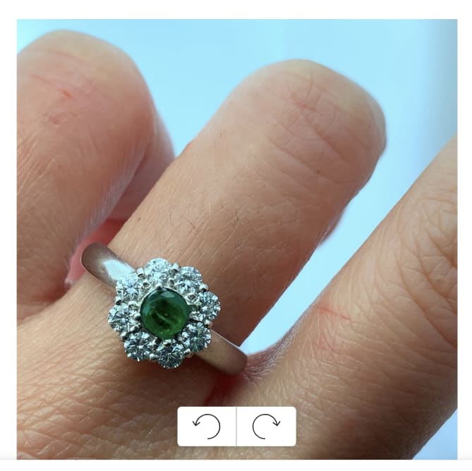 Emerald and diamond engagement ring 18k white gold - Image 2