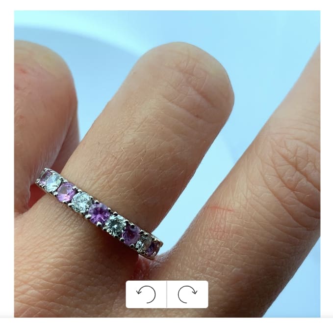 Sapphire and diamond wedding ring 18k white gold - Image 2