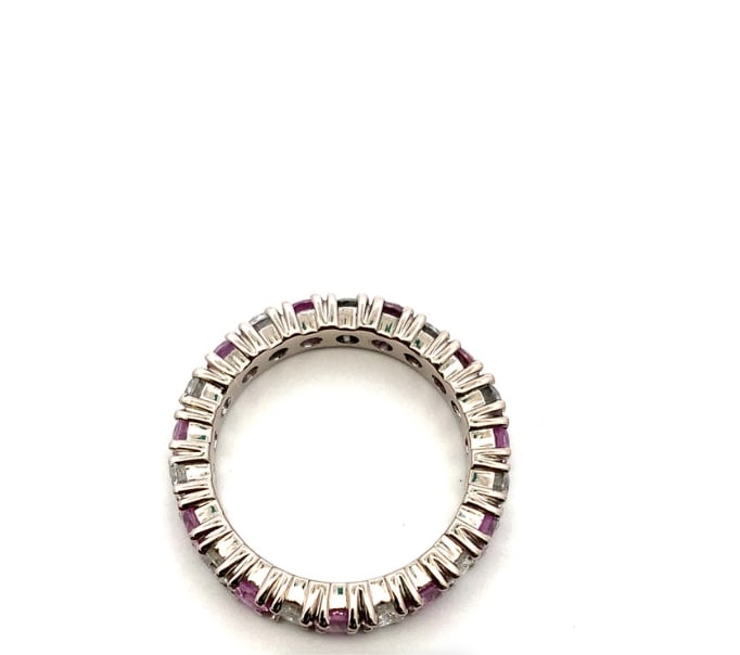 Sapphire and diamond wedding ring 18k white gold - Image 4