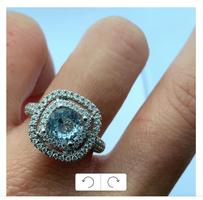 Aquamarine and diamond engagement ring 18k white gold - Image 2