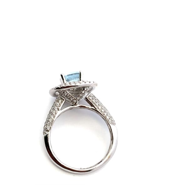 Aquamarine and diamond engagement ring 18k white gold - Image 4