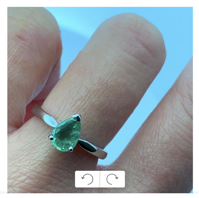 Green emerald engagement ring 18k white gold - Image 2