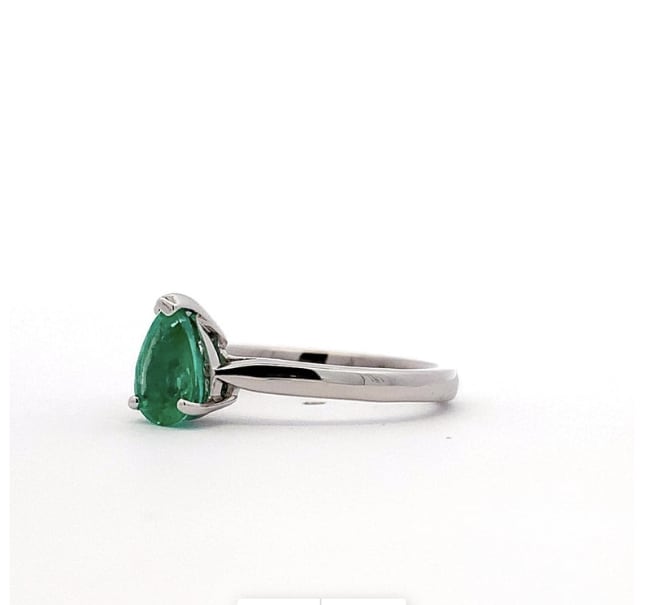 Green emerald engagement ring 18k white gold - Image 4