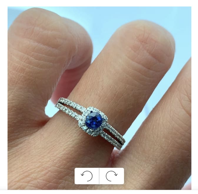 Sapphire and diamond engagement ring 18k white gold - Image 2
