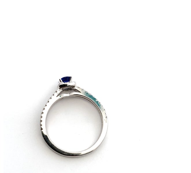 Sapphire and diamond engagement ring 18k white gold - Image 4