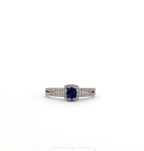 Sapphire and diamond engagement ring 18k white gold - Image 5