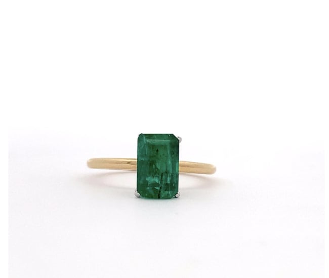 Colombian emerald engagement ring 18k yellow gold - Image 5
