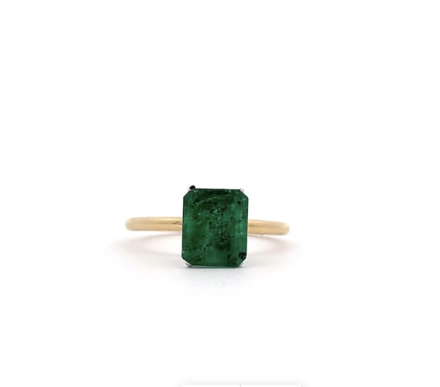 Colombian emerald engagement ring 18k yellow gold - Image 5