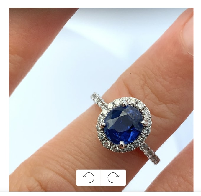 Sapphire and diamond engagement ring 18k white gold - Image 2