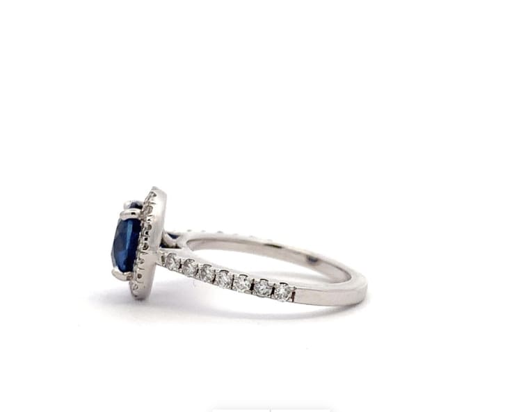 Sapphire and diamond engagement ring 18k white gold - Image 5