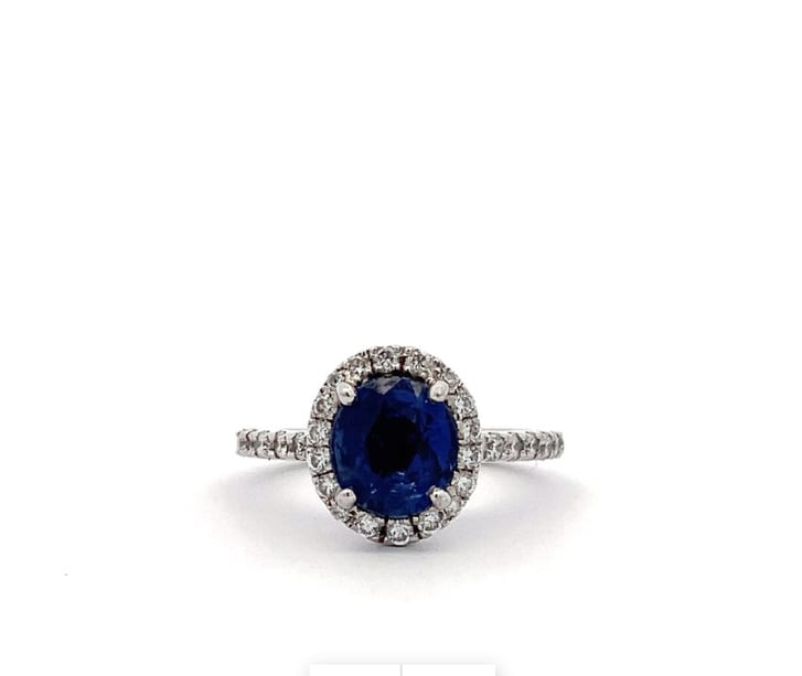 Sapphire and diamond engagement ring 18k white gold - Image 6