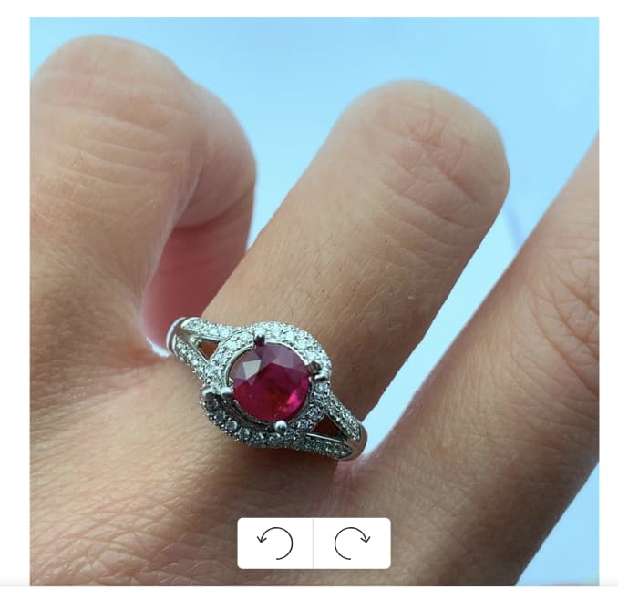 Ruby and diamond engagement ring 18k white gold - Image 2